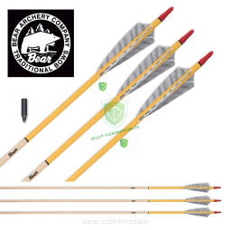 Zestaw strzały cedrowe BEAR USA X400 spine 45#-50# pióra 4" 11/32" 32" grot toczony (12szt)