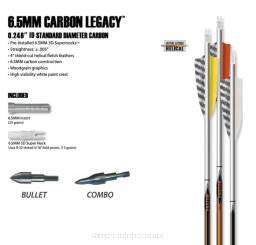 Strzała Carbon Legacy 6.5MM Easton - Legacy Carbon 700, 600, 500, 400, 340 -  lotki pióra 4" Shield Helical - 6szt / 12szt